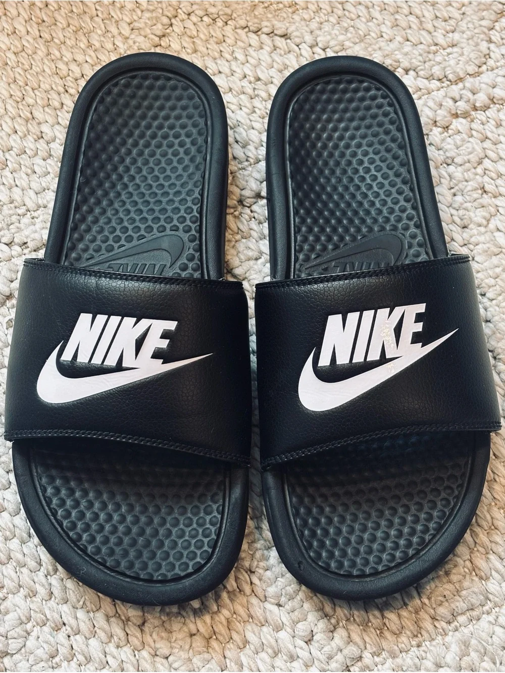 Nike Benassi Jdi Men's 343880-090 Size 11 Black White Slides Sandals